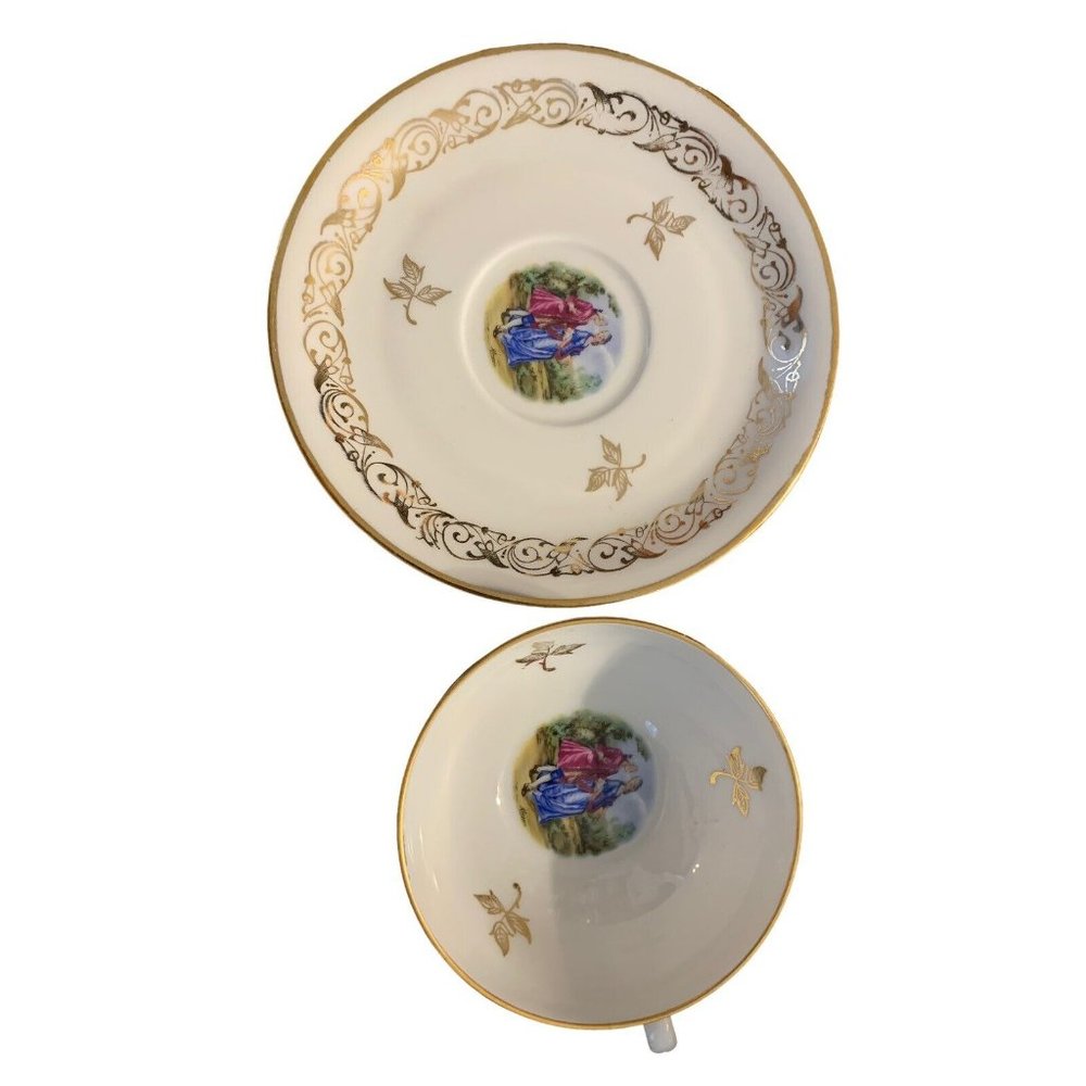 Veritable Porcelaine Cup and Saucer Man and Woman Lot of 3 Set Pre-Owned READ - Picture 8 of 12